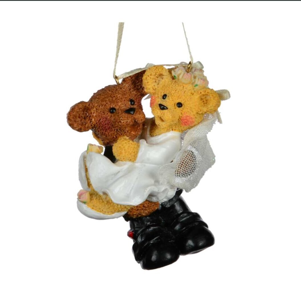 Xmas CT Teddy Bear Married Ornament W1453