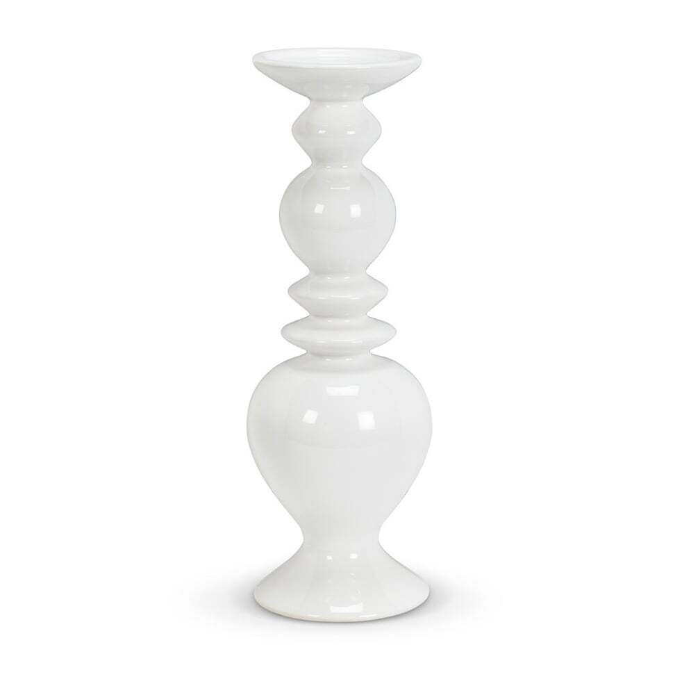 Candle Holder Abbott White Shaped Pillar Large