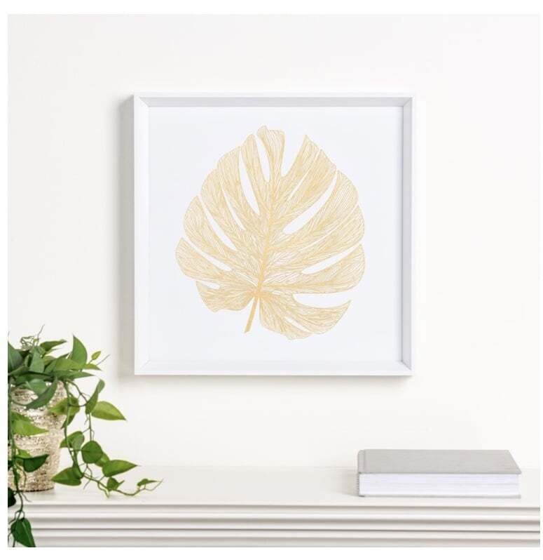 Art Framed T&T Gold Monstera Leaf Canvas Print  903087A