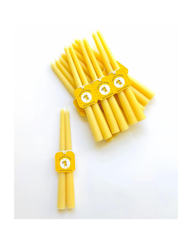 Candle Island Bee Beeswax Tapers 10” S/2