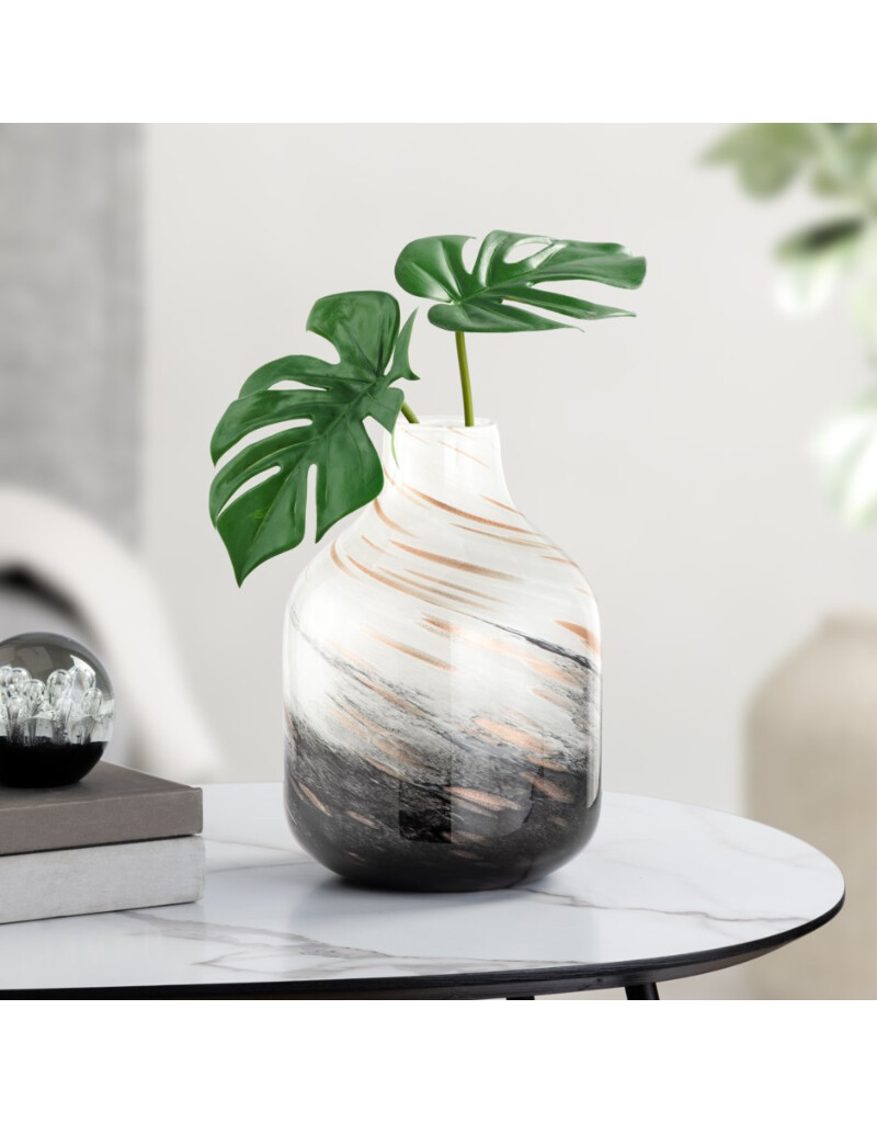 Vase T&T Galaxy Gold Swirl Glass 9.5”H 904252A