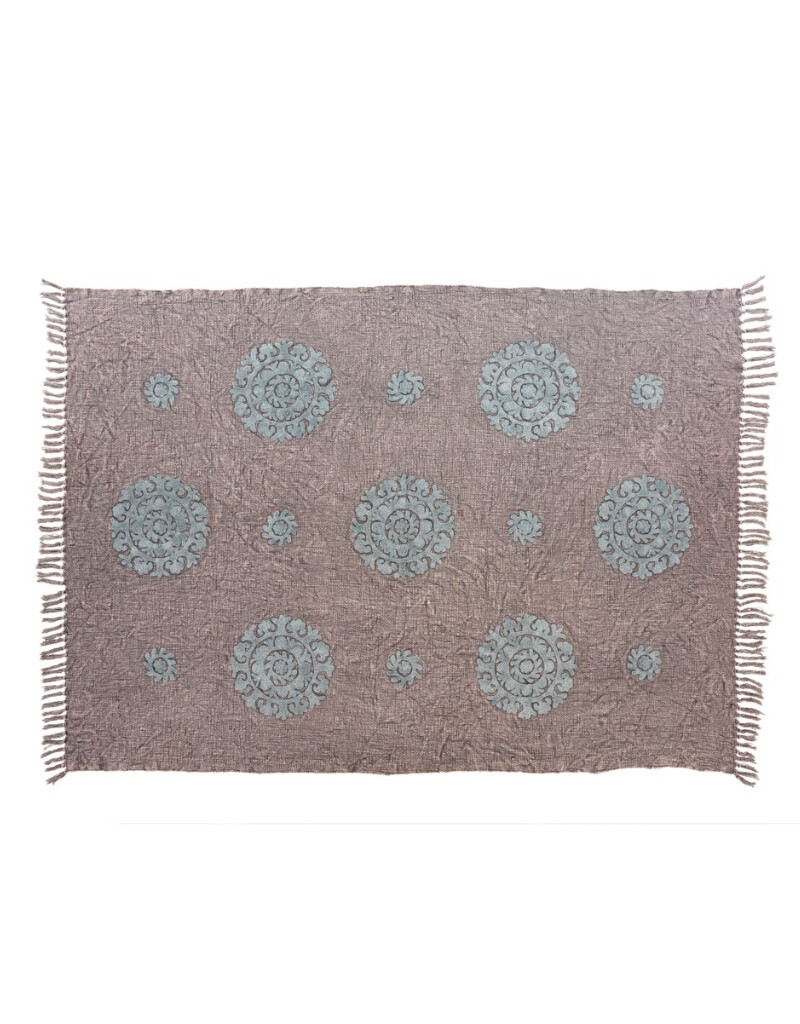 Throw Indaba Mandala Tuft Taupe 1-5924