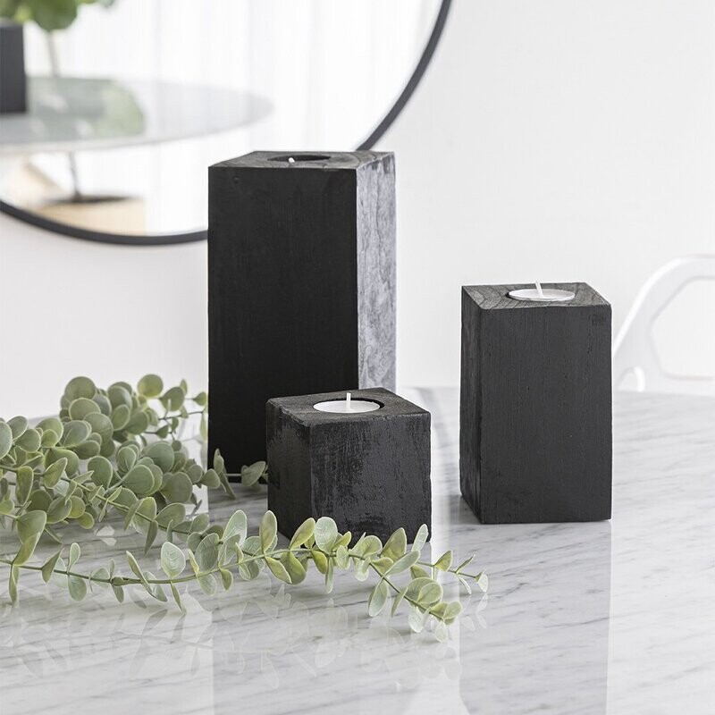 Candle Holder SIF Nova Tealights Black Square LG
