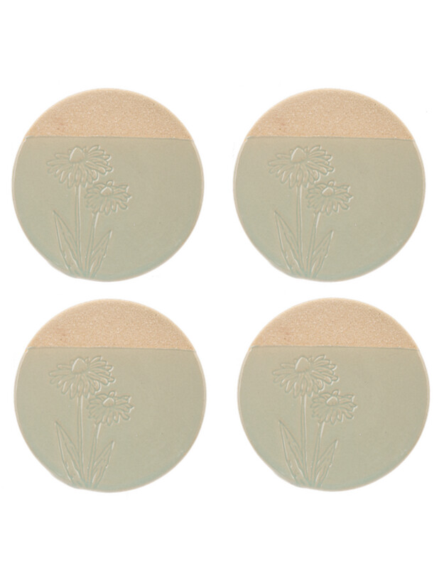 Coasters Ganz Sage Embossed Floral 4PC Set  CB182182