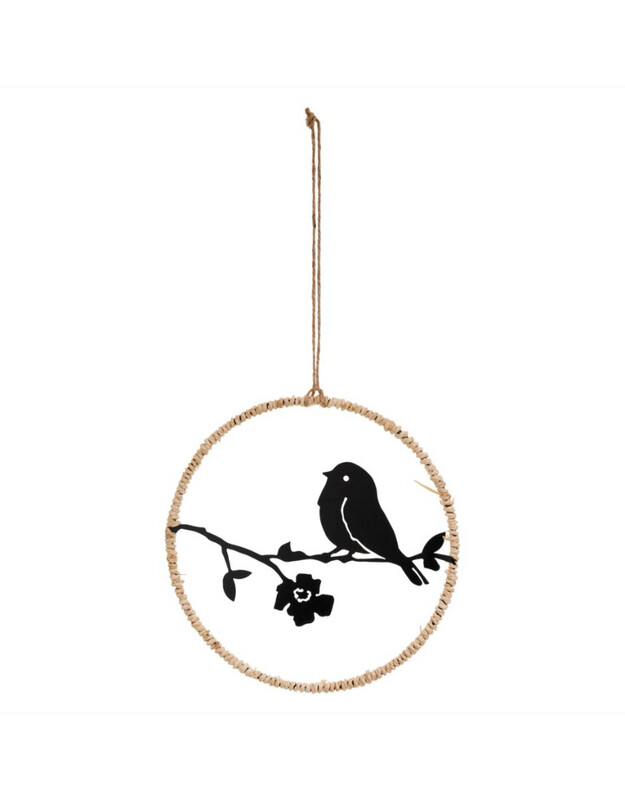 Decor PC Hanging Bird Iron Bk/Nat 1970333