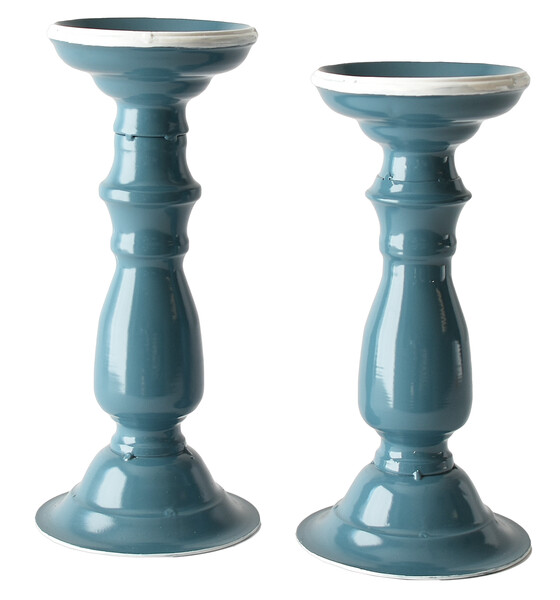 Candle Holder Ganz Blue & White Pillar LG CB176333