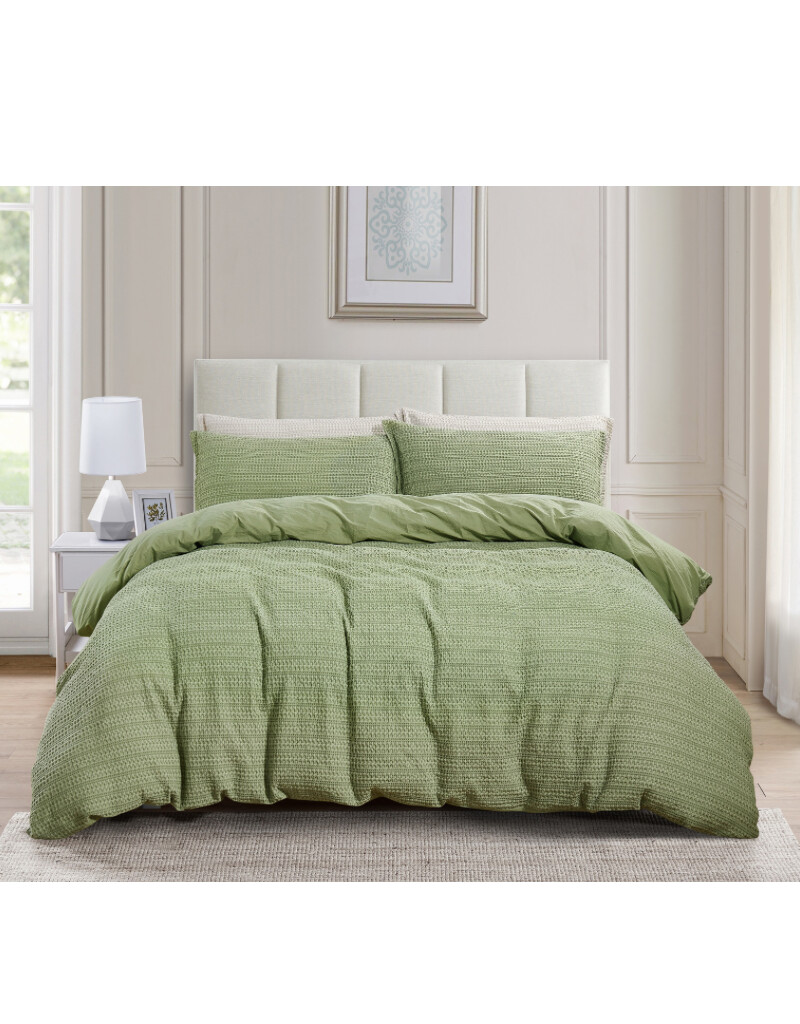 Duvet Cover Daniadown Solene Green Queen w / Pillow Cases