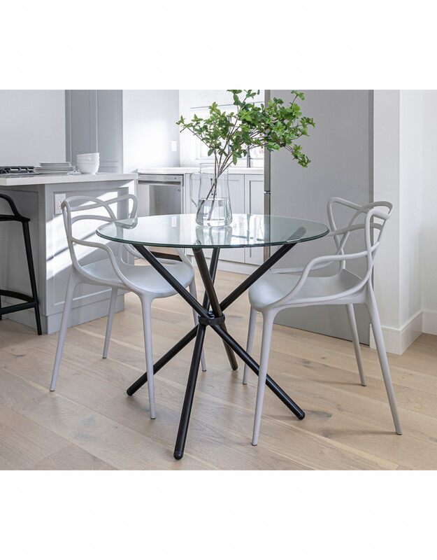 SIF Edie Dining Table w/glass top Black Legs EDI-002