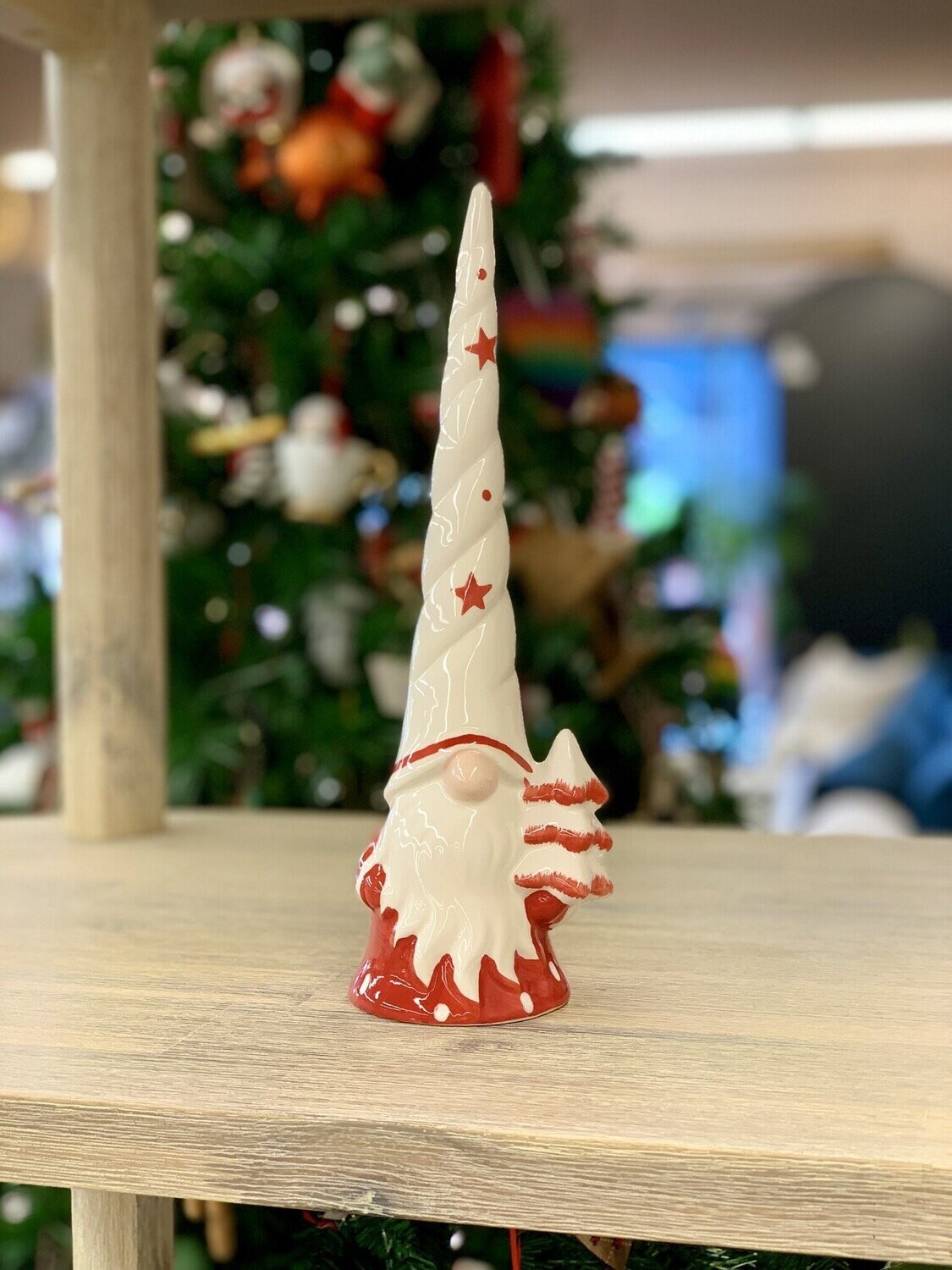 Xmas CT Gnome W/White Tall Hat 10” H3383 Xmas CT Gnome W/White Tall Hat 10” H3383