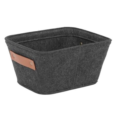 Basket Cathay Felt  Grey W / Handle15 x 10.5 x 8 10-2619