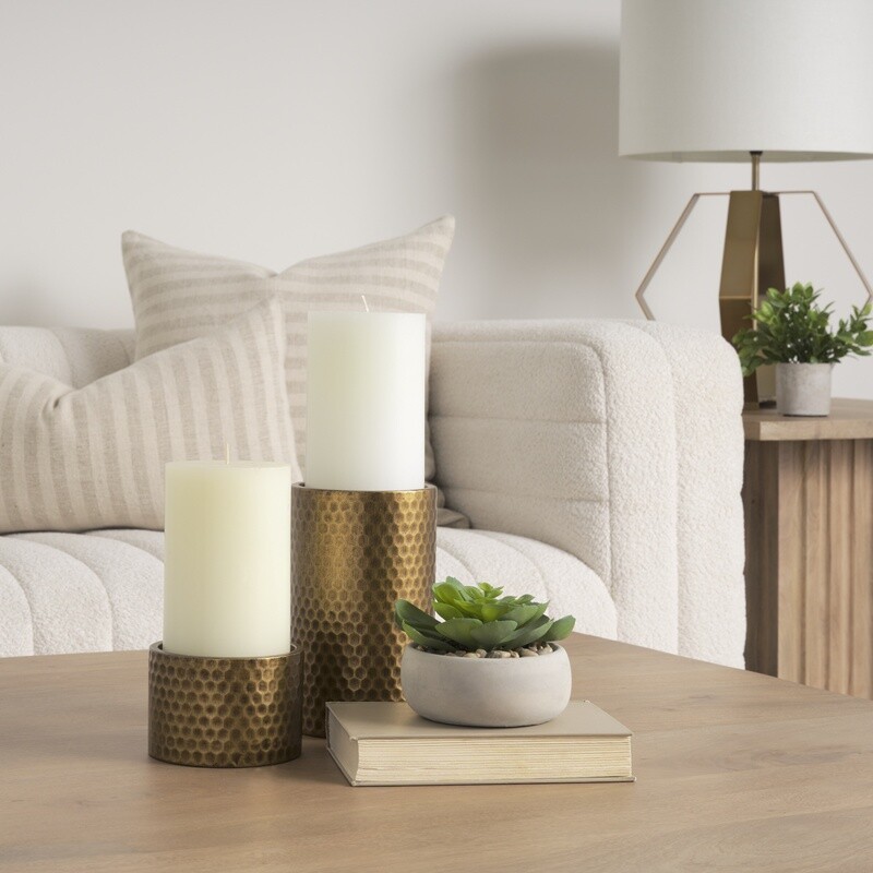 Candle Holder Mercana Gage Gold Honeycomb Lg