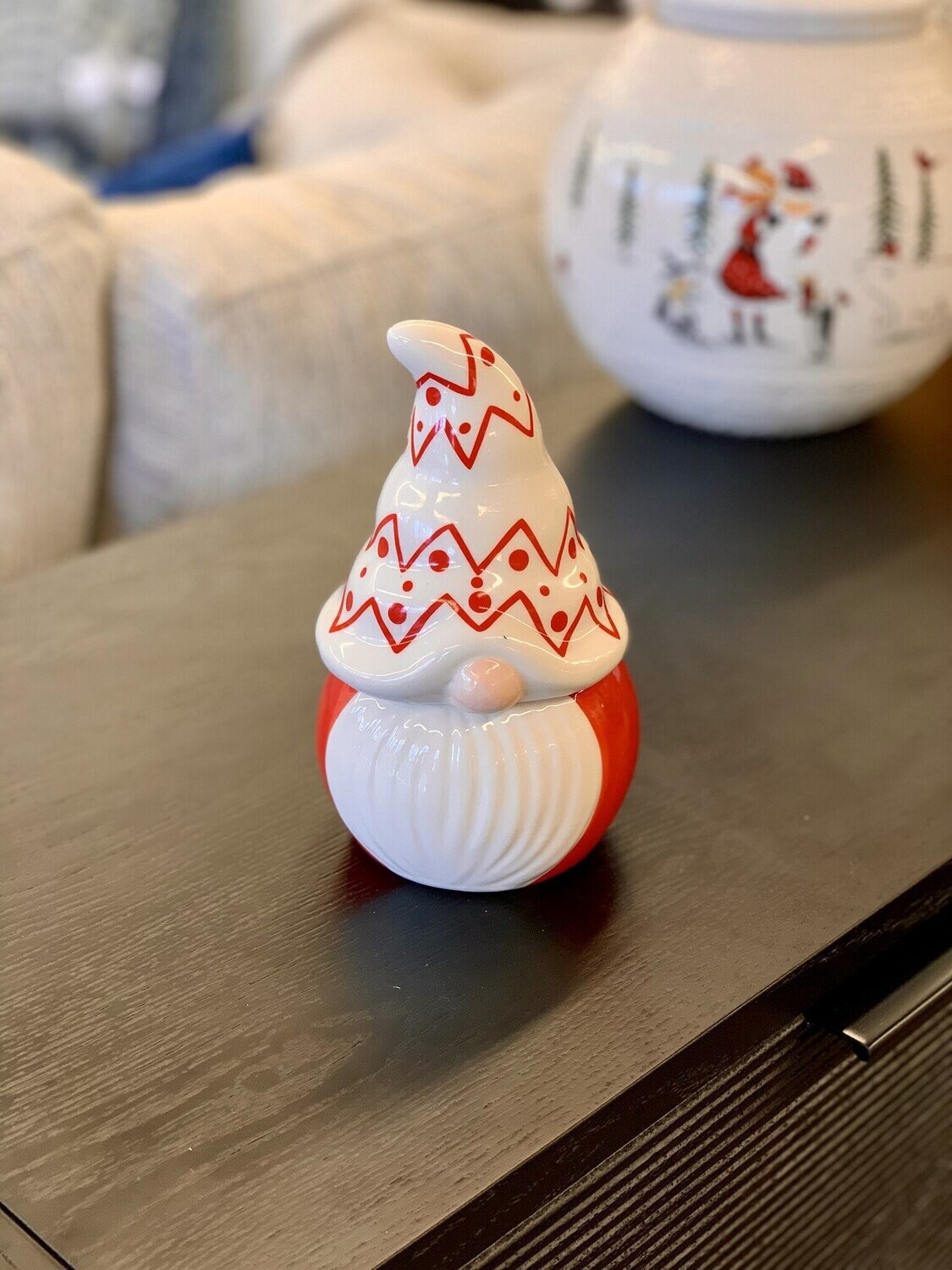 Xmas CT Red Gnome Jar 6.5” H3380