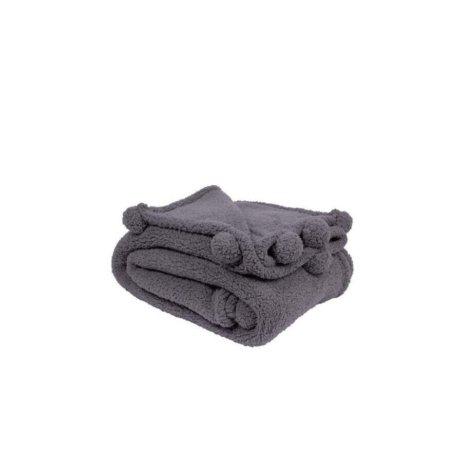 Throw Harman Pom Pom Sherpa Charcoal 1196244