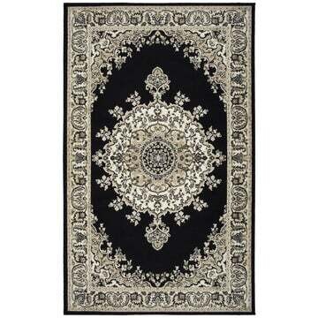Rugs Avocado Artificial Silk 3’3” x 4’7” Medallion Black