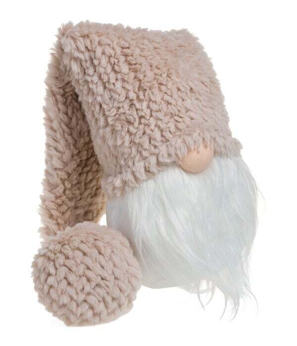 Xmas ADV Gnome Head Knit Hat Creme 5 x 21.5 in 3740143