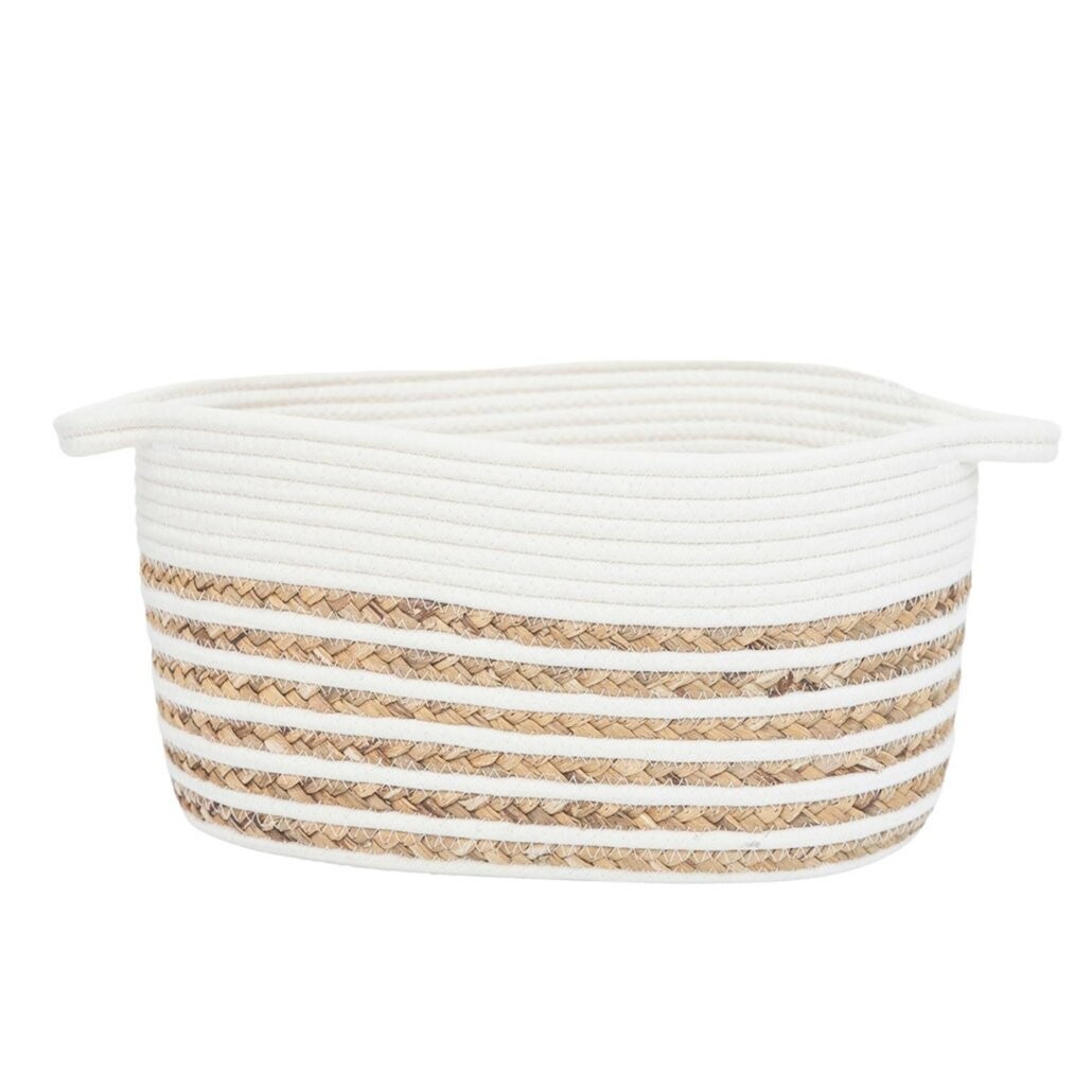 Basket Cathay Grey Cotton / Hyacinth Oval 14.5” L 10-2622