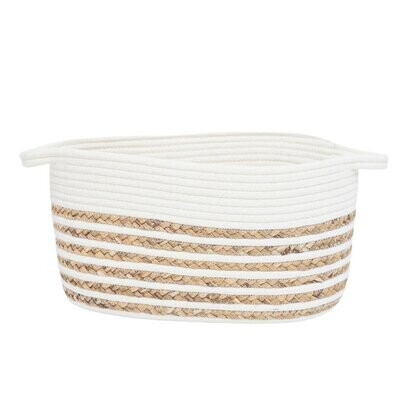 Basket Cathay Grey Cotton / Hyacinth Oval 14.5” L 10-2622