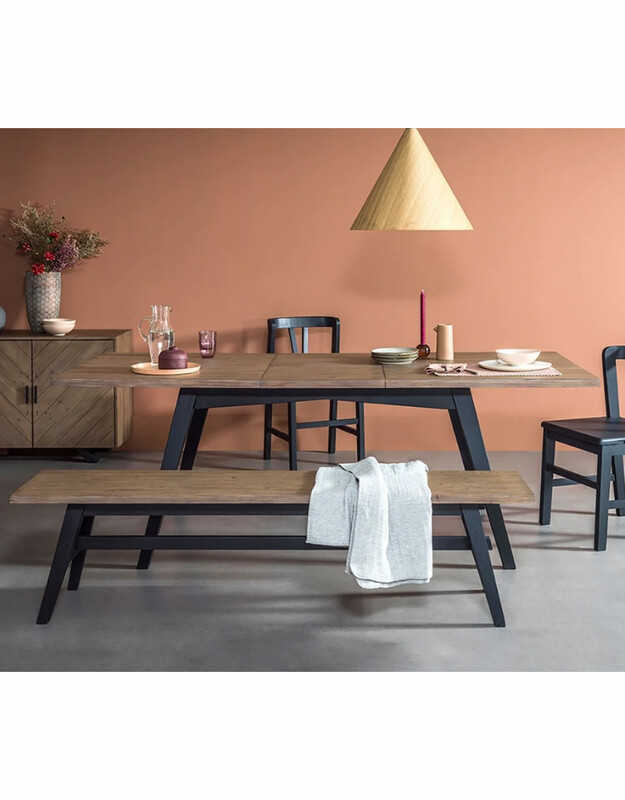 LH Viva Extension Dining Table - Sundried Wheat- Matt Black VAV010