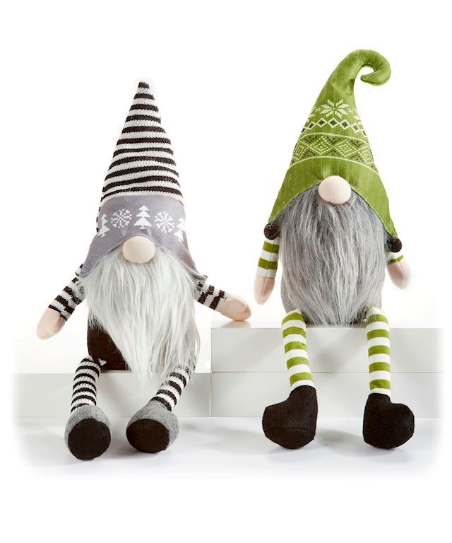 Xmas Giftcraft Gnome Shelf Sitter w/Green Hat 681279