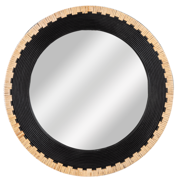 Mirror Ganz Round Rattan Wrap CB186075