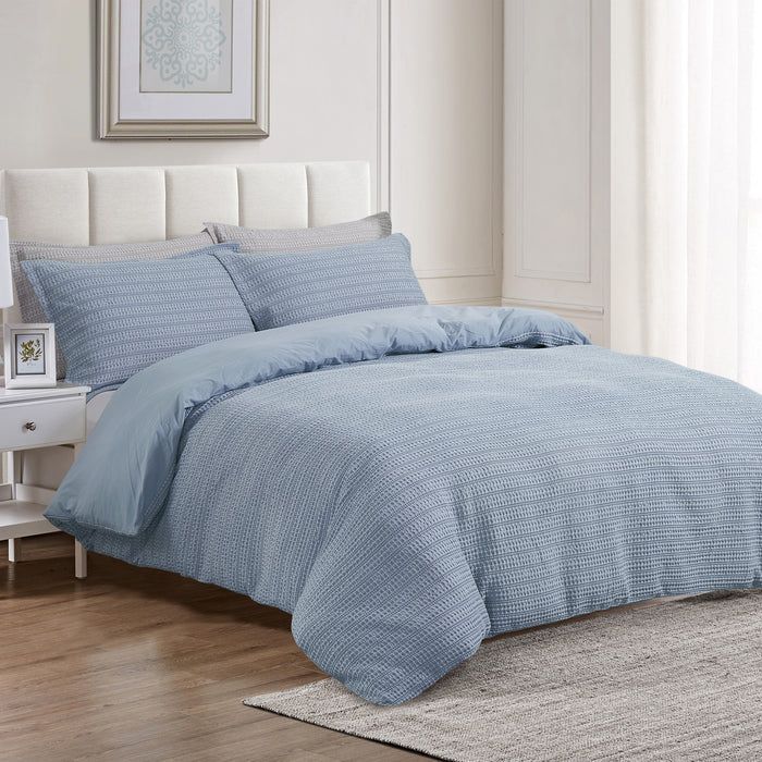 Duvet Cover Daniadown Solene Blue Queen w / Pillow Cases**