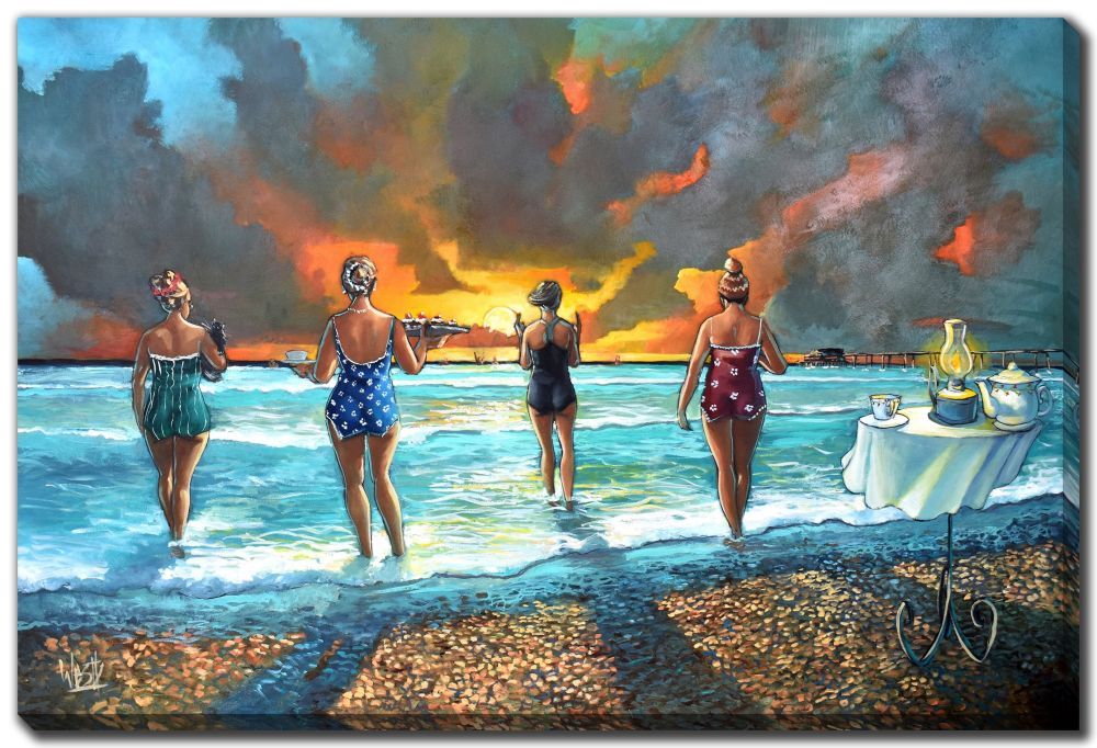 Streamline Art Early Morning Swim with Cat 16x20 D4039-1620
