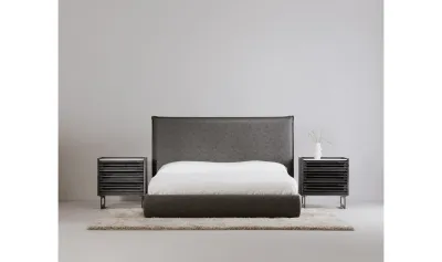 Moes Luzon King Bed Slate Vegan Leather RN-1149-07-0