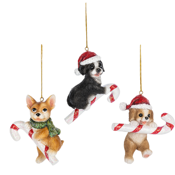 Xmas Ganz Ornament Candy Cane Dog EX25696