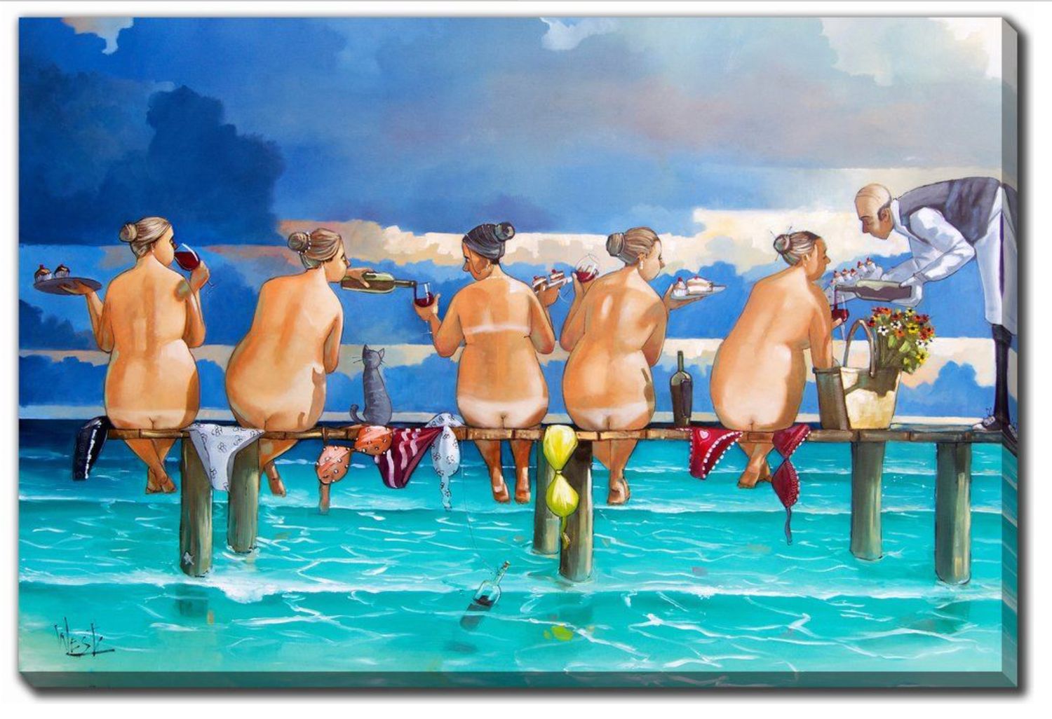 Streamline Art Wine On The Jetty 16x20