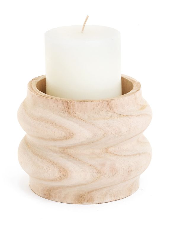 Candle Holder PC Devlin Wood Natural B7061006
