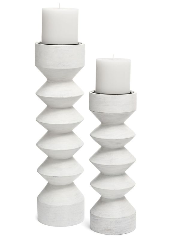 Candle Holder PC  Large Wood White 4 x 15 B7331005