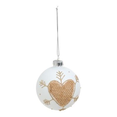 Xmas ADV Ornament Heart Glass White 3810898
