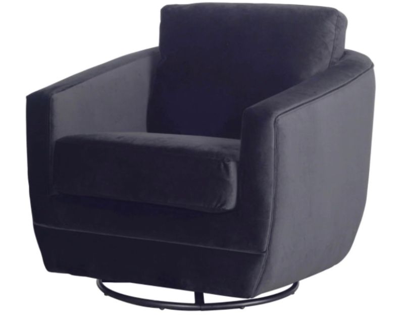 LH Baltimo Velvet Black Swivel Glider Club Chair