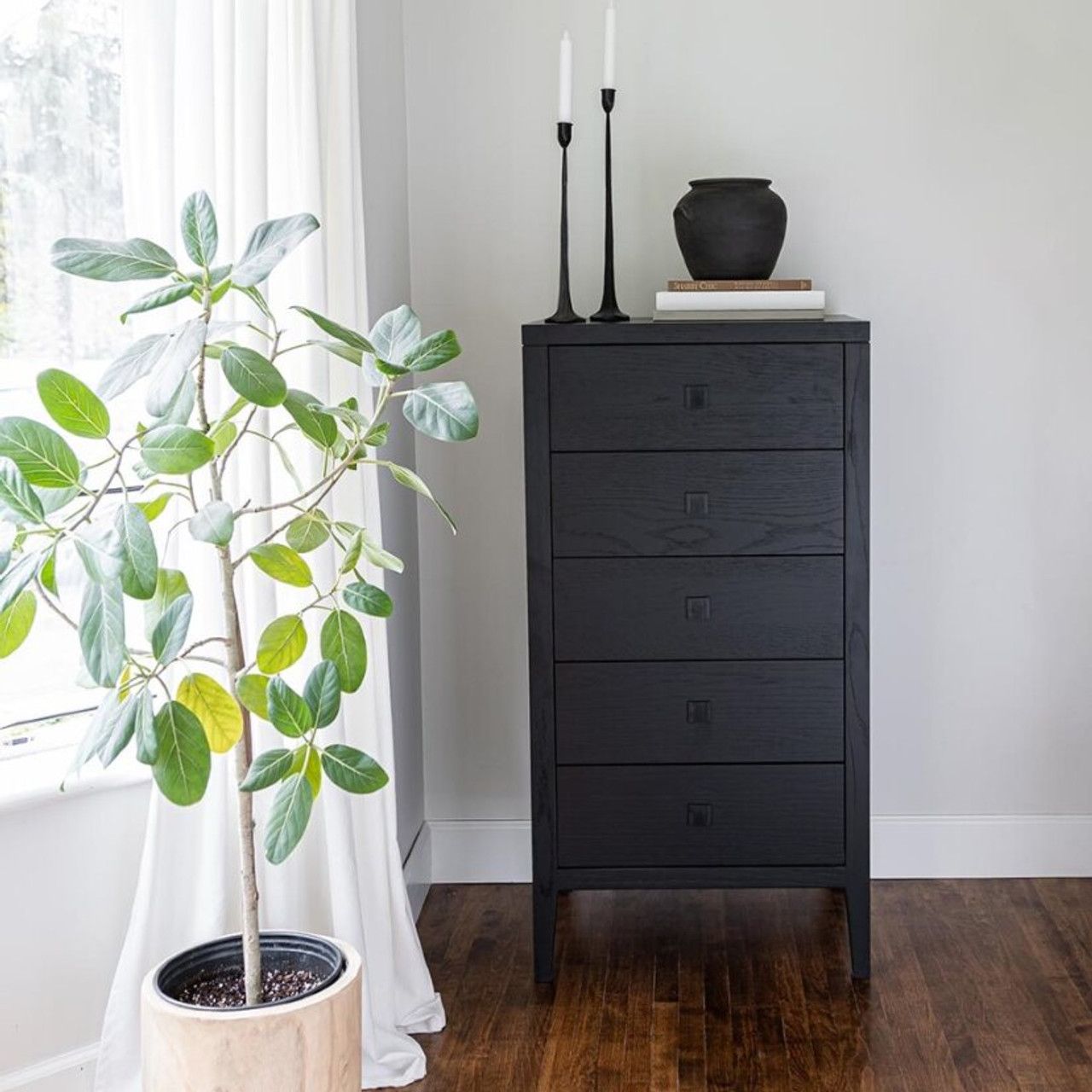 SIF Hara 5 Drawer Dresser – Black HAR-023