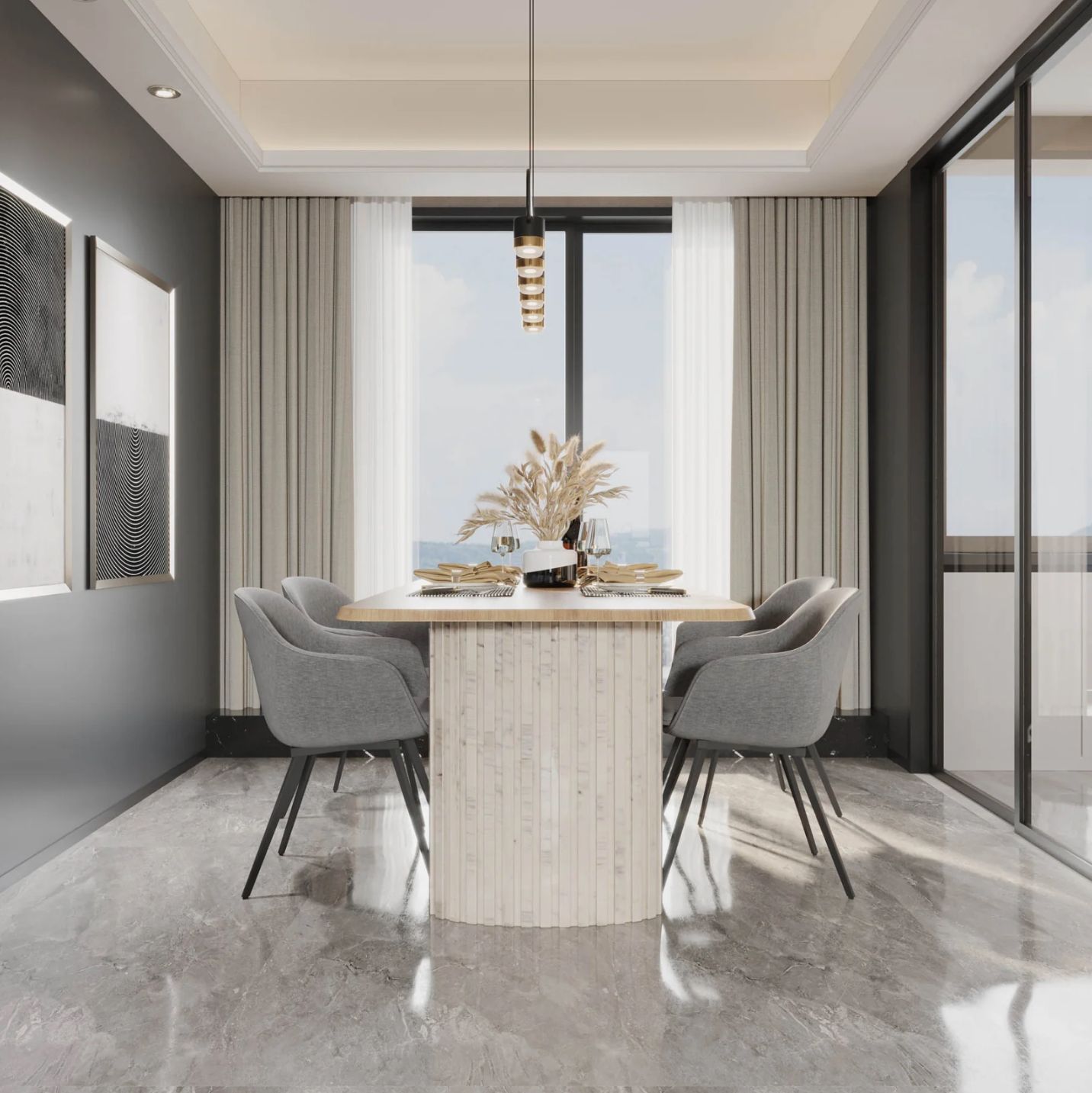 LH Hedron Dining Table HEX010S