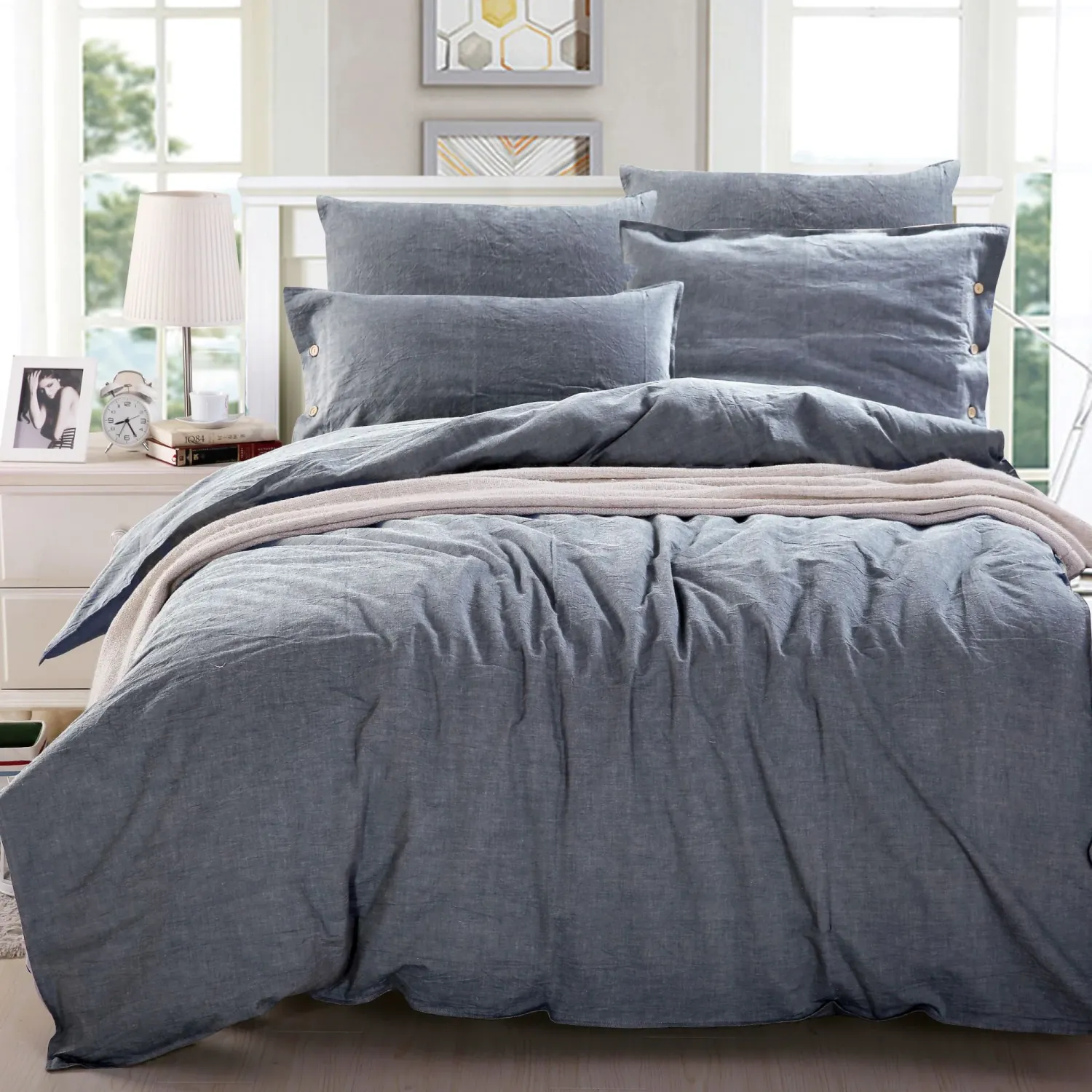 Duvet Cover Daniadown Denim Chambray King  w / Pillow Cases
