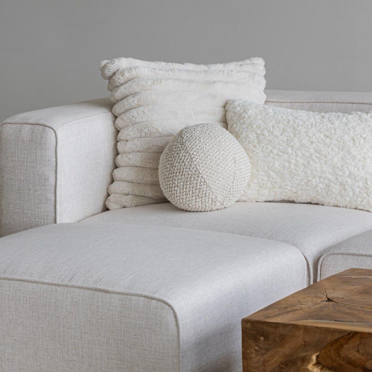 Cushions SIF Faux Fur Square Beige