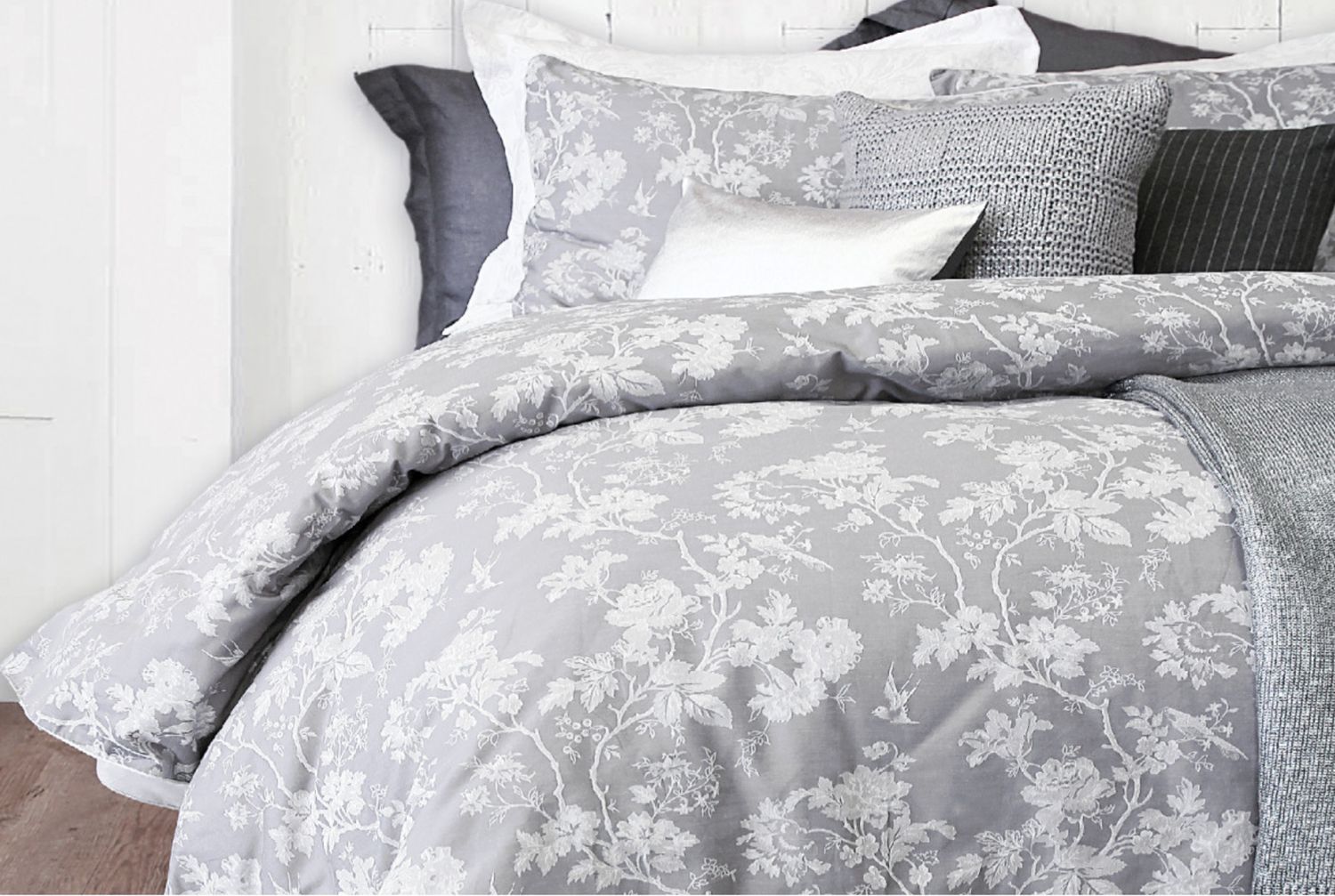 Duvet Cover RJS Brogan Grey Queen w / shams