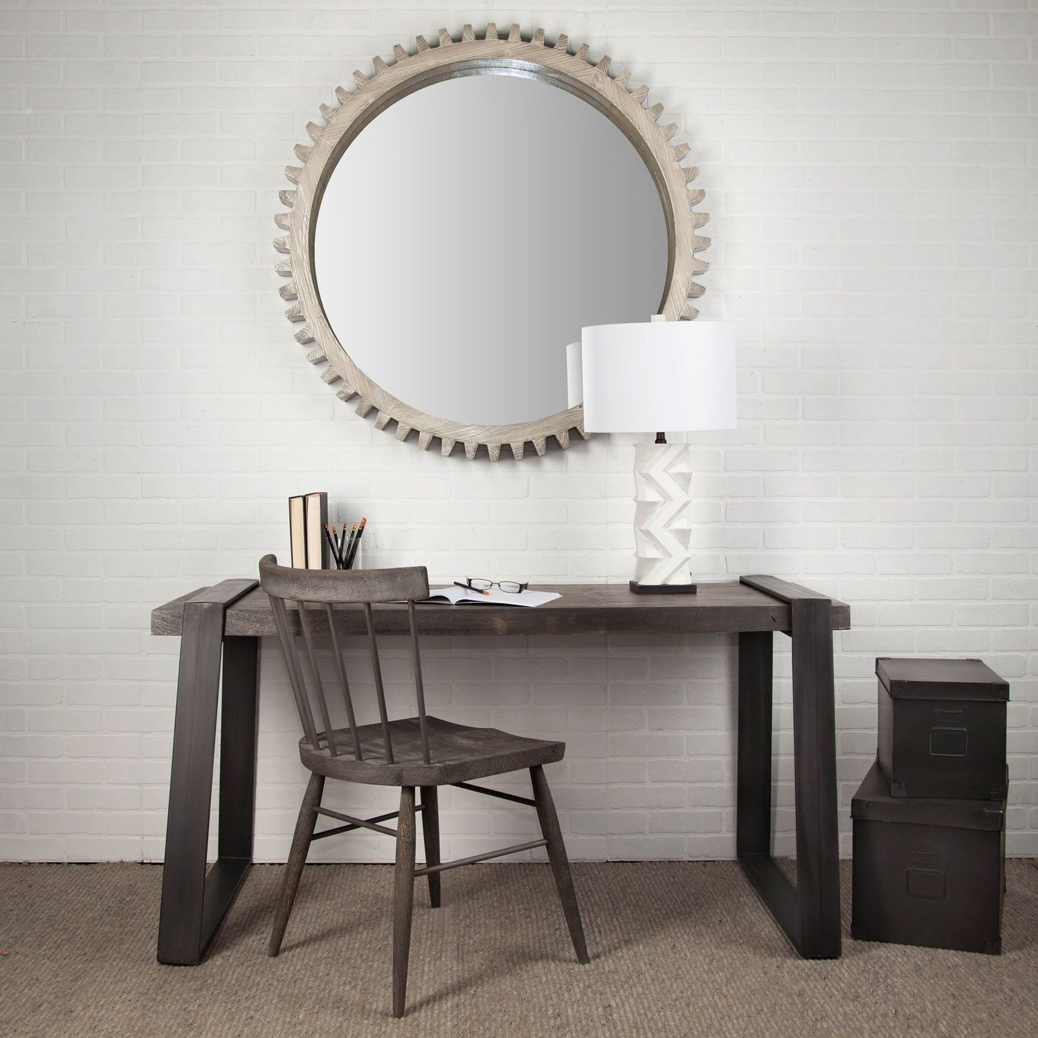Mirror Mercana Cog Grey Wood 67634