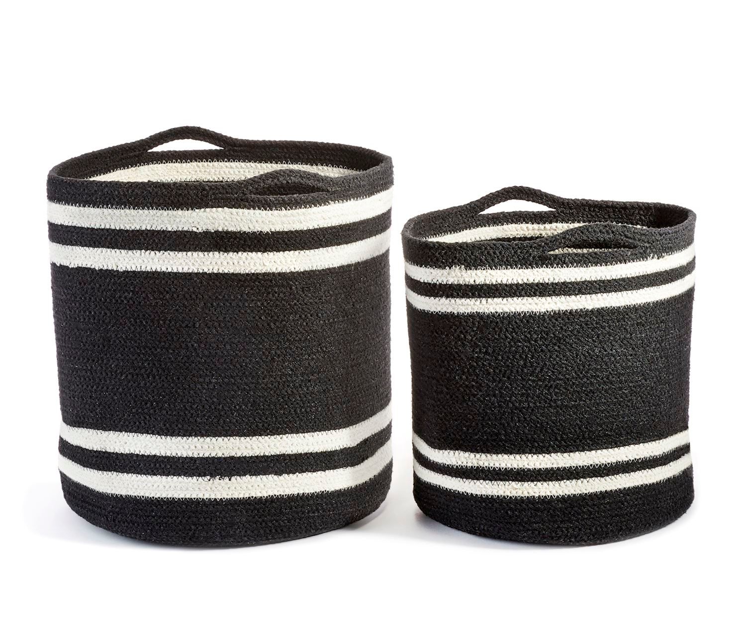 Baskets Giftcraft Black/White Braided Lg 095192