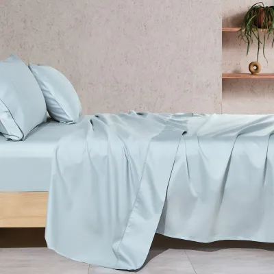 Sheets Daniadown Pima Cotton King Flat Ice Blue
