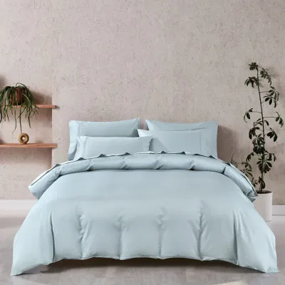 Duvet Cover Daniadown Pima Cotton Queen w / Pillow Cases Ice Blue