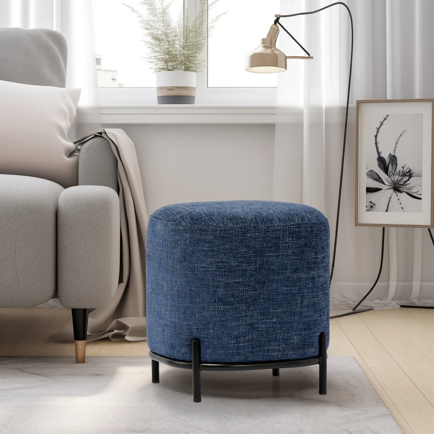 T&T Ottoman Pender Pin Leg - Blue 950228A