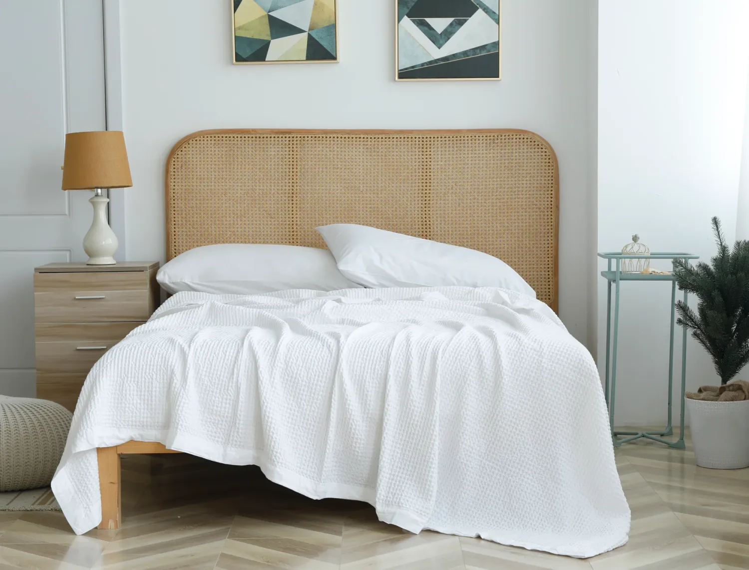 Blanket Daniadown Waffle Cotton Double/Queen White