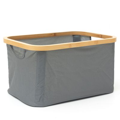 Basket Cathay Bamboo/Fabric KD 15” 23-0175