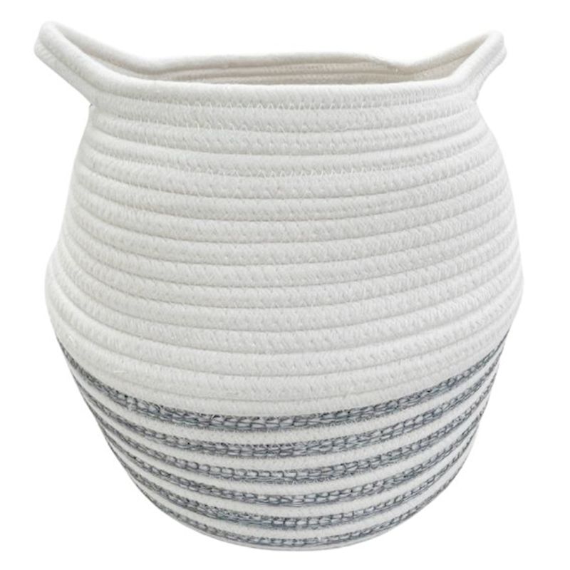 Basket Cathay Grey Stripes Rope Belly 12” 10-2594