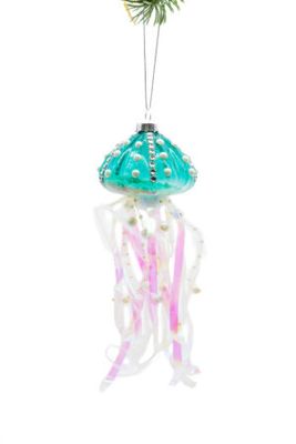 Xmas Starlight Glass Jellyfish Ornament 7" DK3844