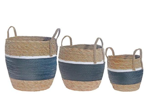 Basket CasaDecor Natural Grass Handle Black SM LA1059 Basket CasaDecor Natural Grass Handle Black SM LA1059