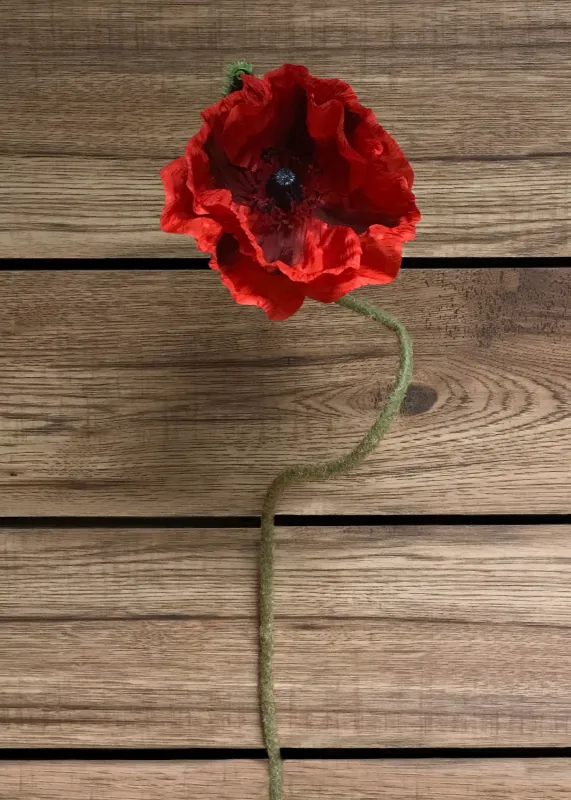 Flowers TriW Red Poppy Stem 31 Flowers TriW Red Poppy Stem 31" 00961R