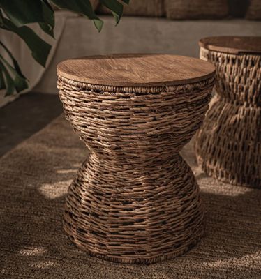 LH D-Bodhi Rebana Alto SideTable Wood / Ratan DBA137